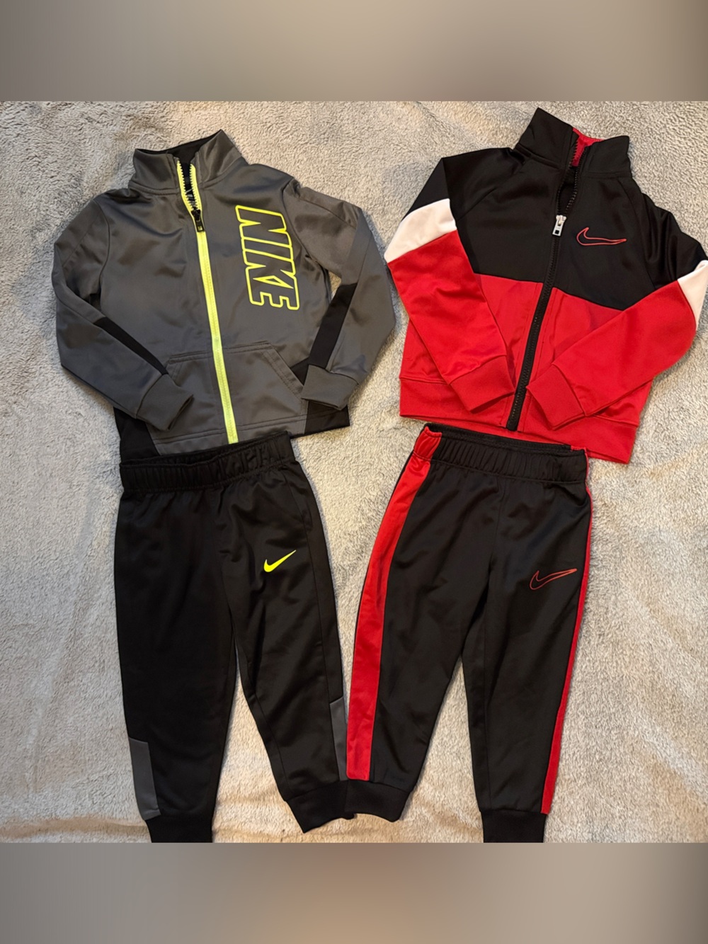 Nike Kids Black, Red and Gray Jogger Sets